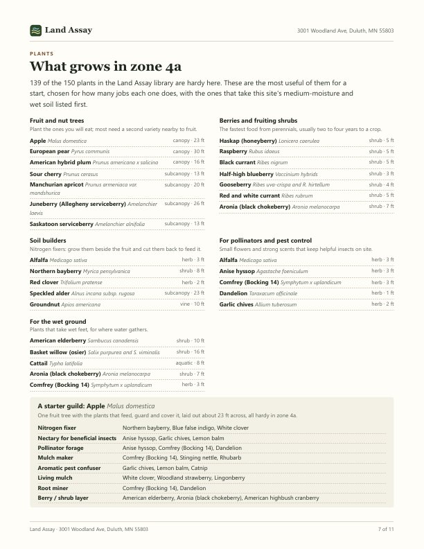 Plant lists and a starter guild