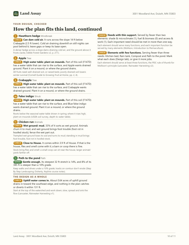 Design check continued: the remaining elements and checks on the plan as a whole